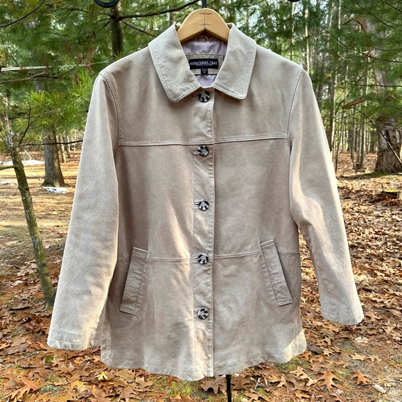 90s Monterey Bay Genuine Leather Suede Jacket Tan Size 14 - Picture 9 of 16